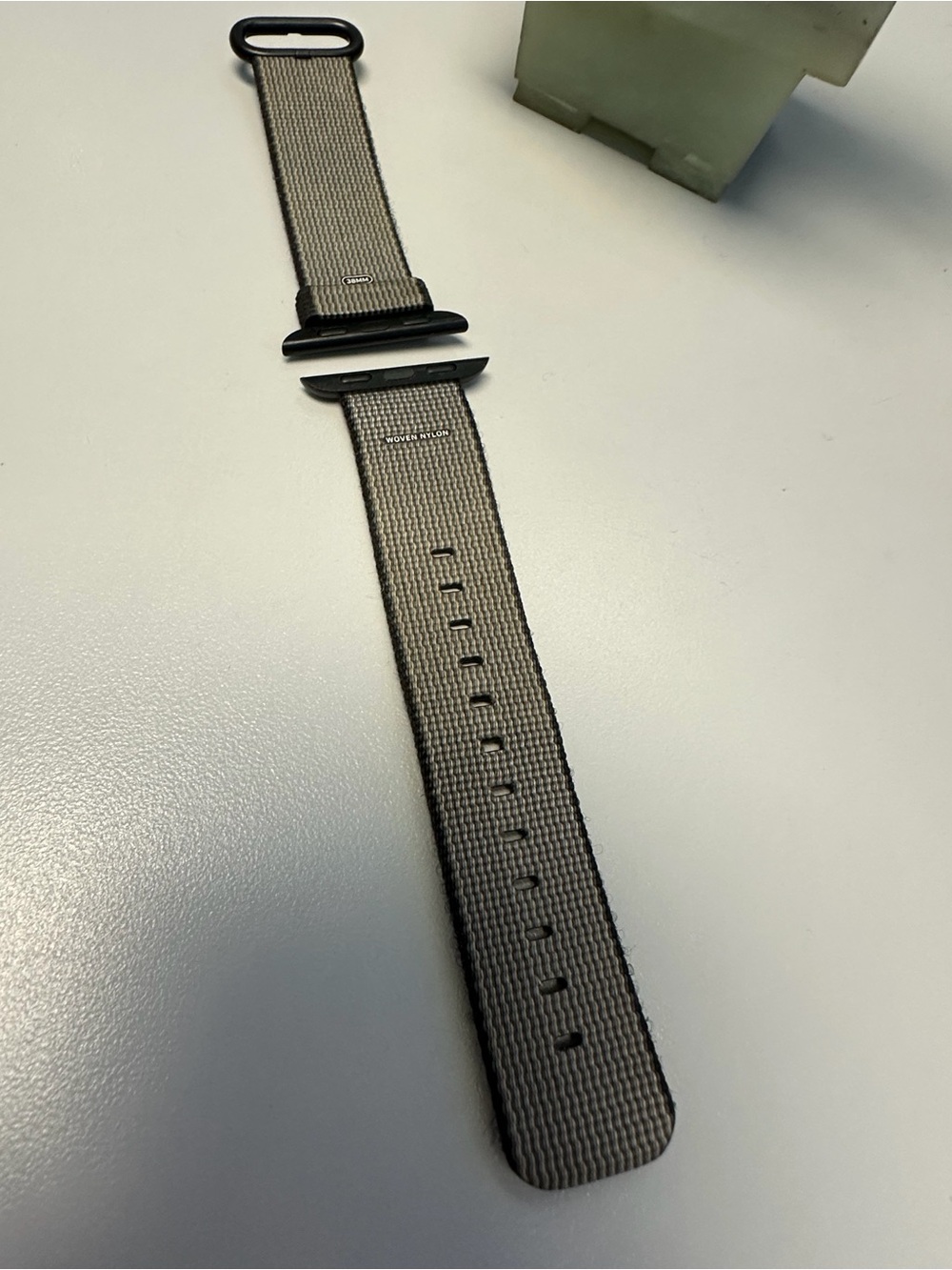 Apple Woven Nylon Watch Band in Dark Gray with Black Hardware